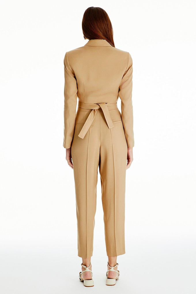 Bağlama Detaylı Camel Crop Blazer