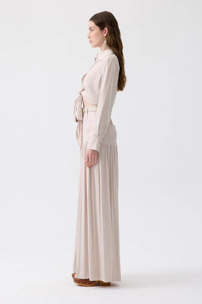 Tie-Detail Long Sleeve Ecru Blouse