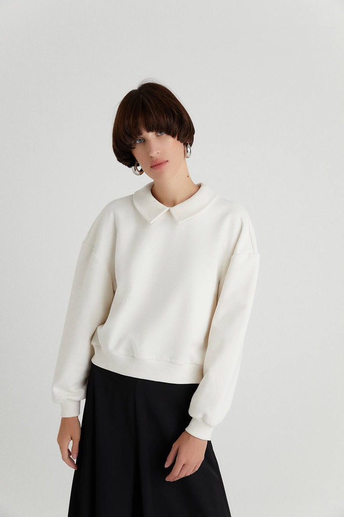 Bebe Yaka Ekru Sweat