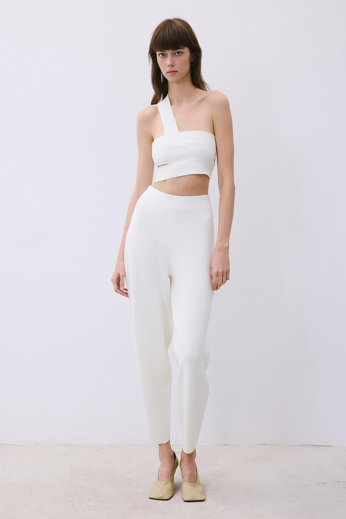 Ecru Knit Relaxed Fit Pants