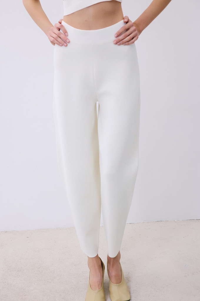 Ecru Knit Relaxed Fit Pants