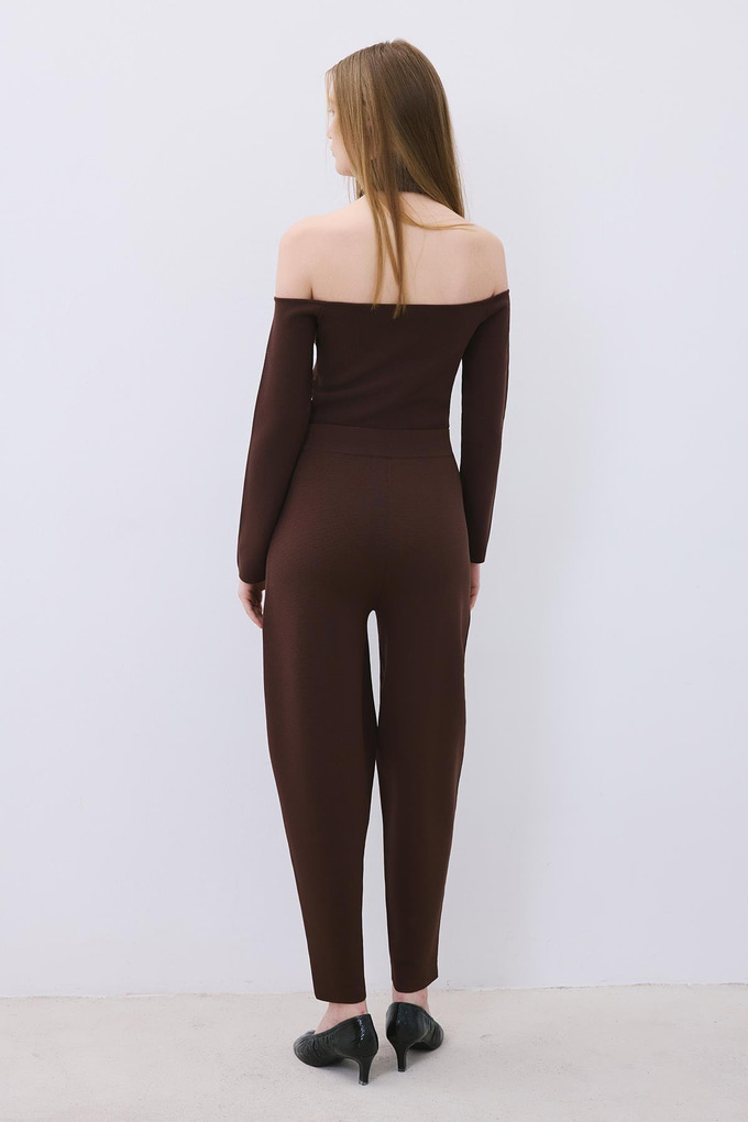 Brown Knit Relaxed Fit Pants