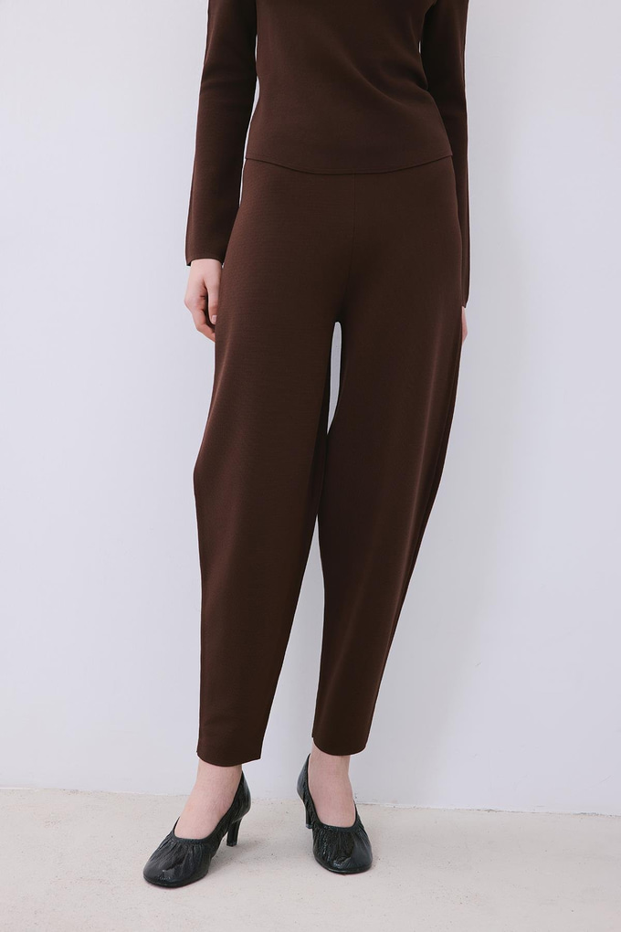 Brown Knit Relaxed Fit Pants