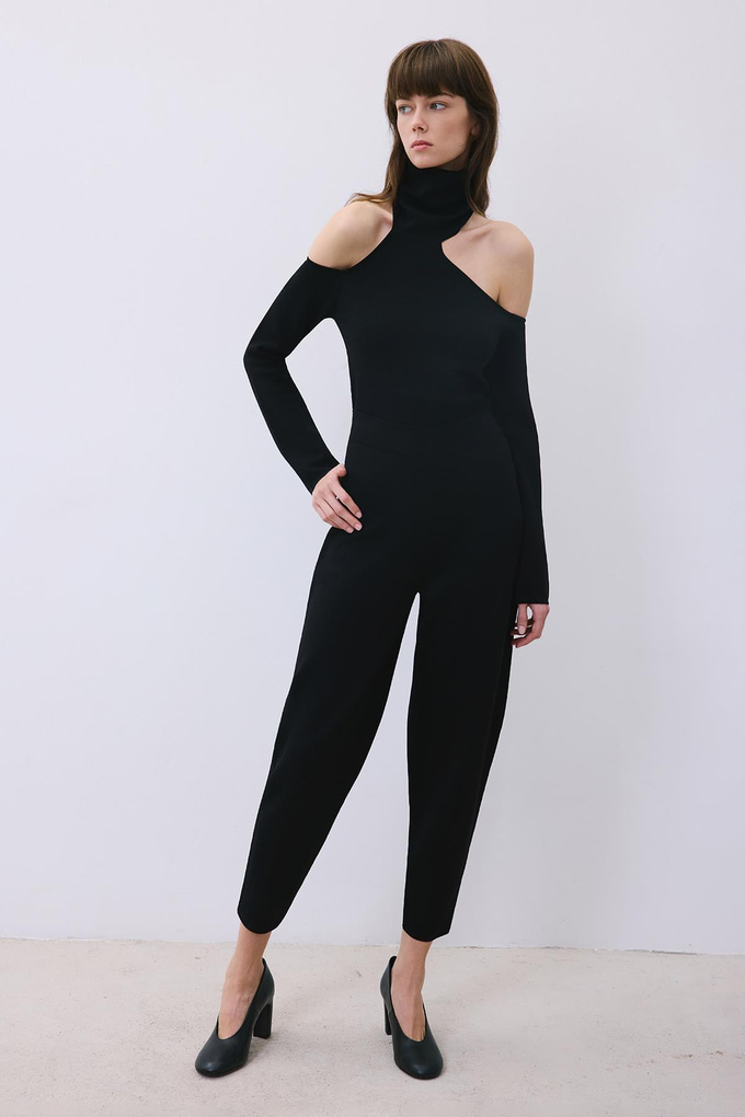 Black Knit Relaxed Fit Pants