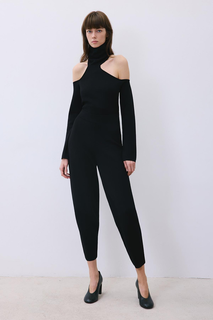 Black Knit Relaxed Fit Pants