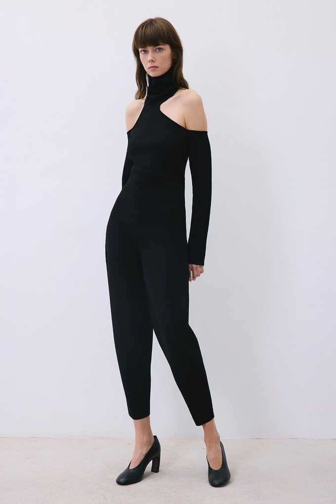 Black Knit Relaxed Fit Pants