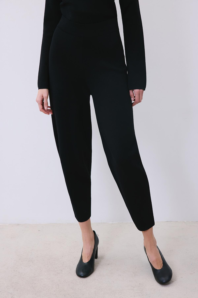 Black Knit Relaxed Fit Pants