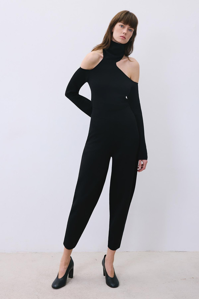 Black Knit Relaxed Fit Pants