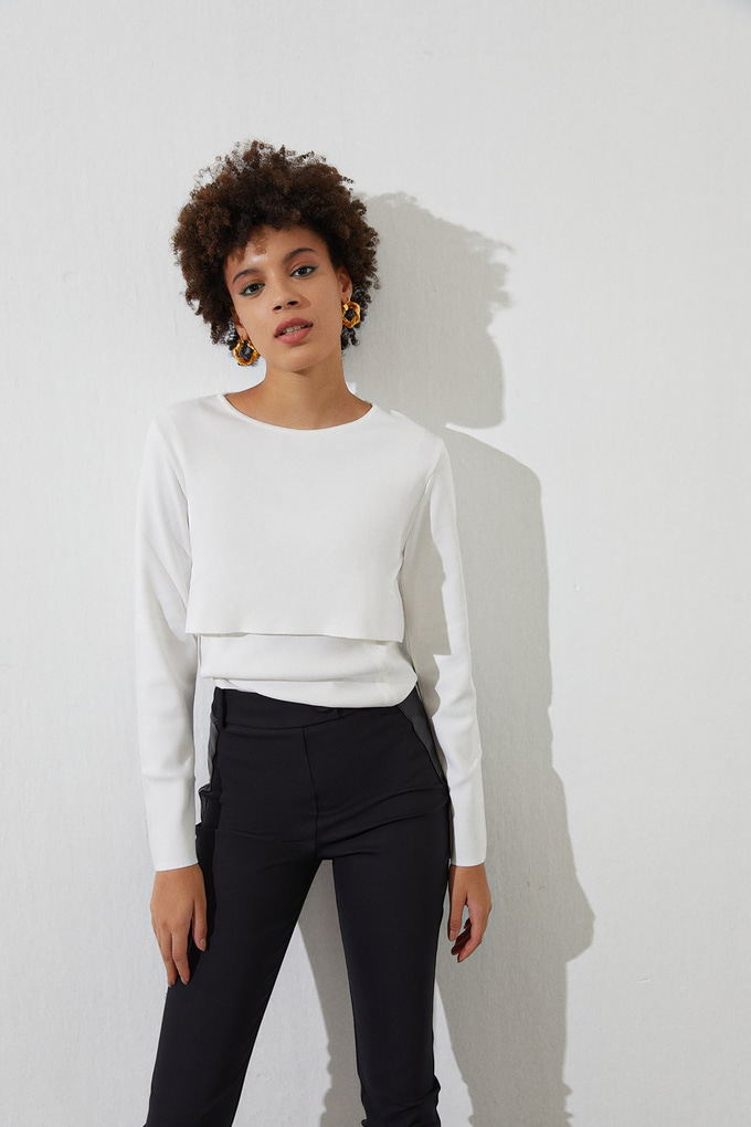 Beyaz Basic Triko Kazak