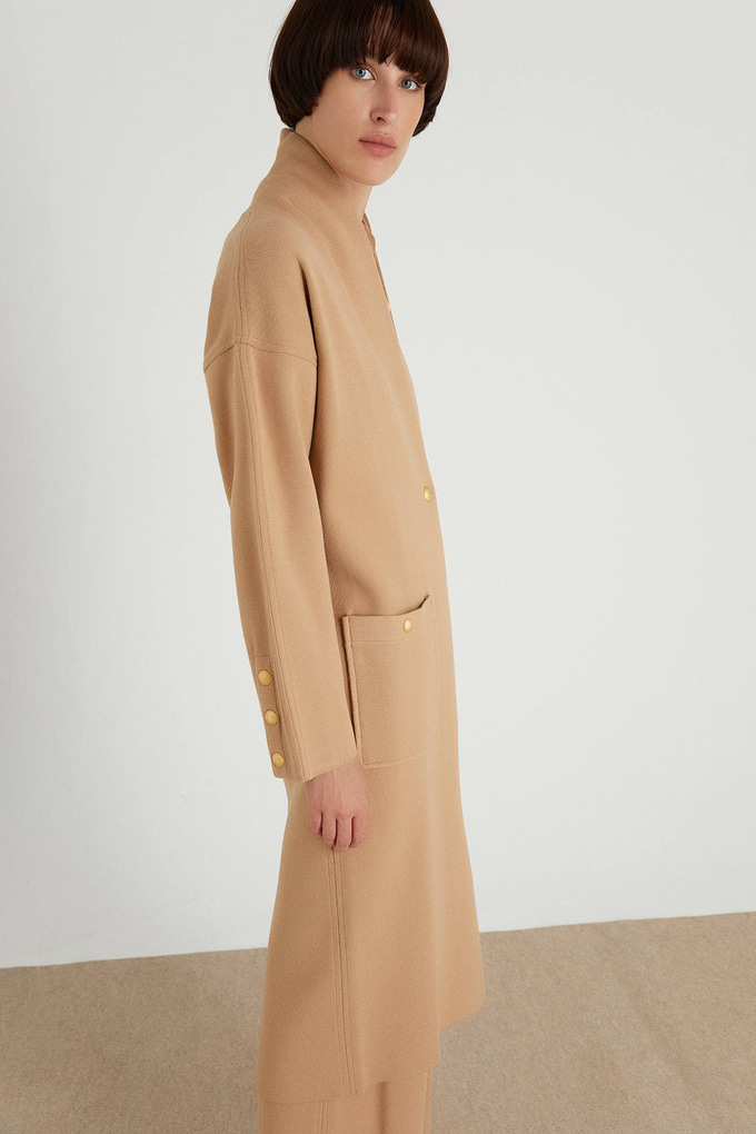 Camel Uzun Triko Hırka