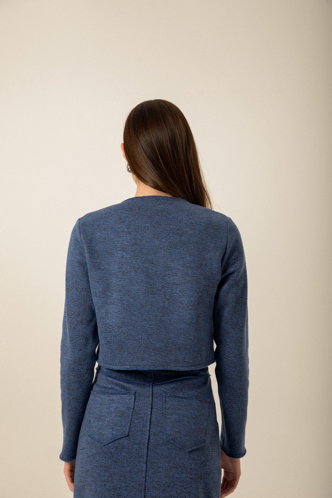 Pocket Flap Detail Knitted Gray Jacket