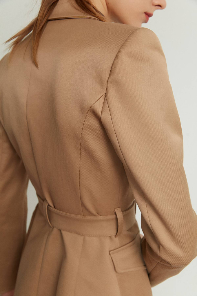 Cepli Kemerli Blazer Ceket Bej Ceket