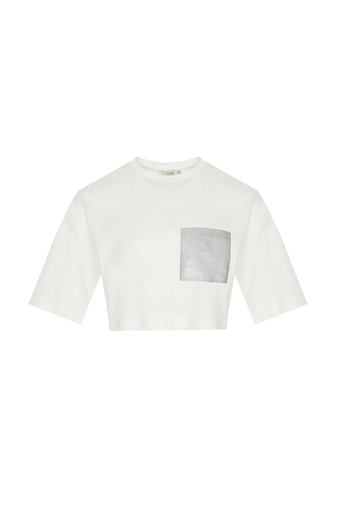 Crop Beyaz Basic T-Shirt