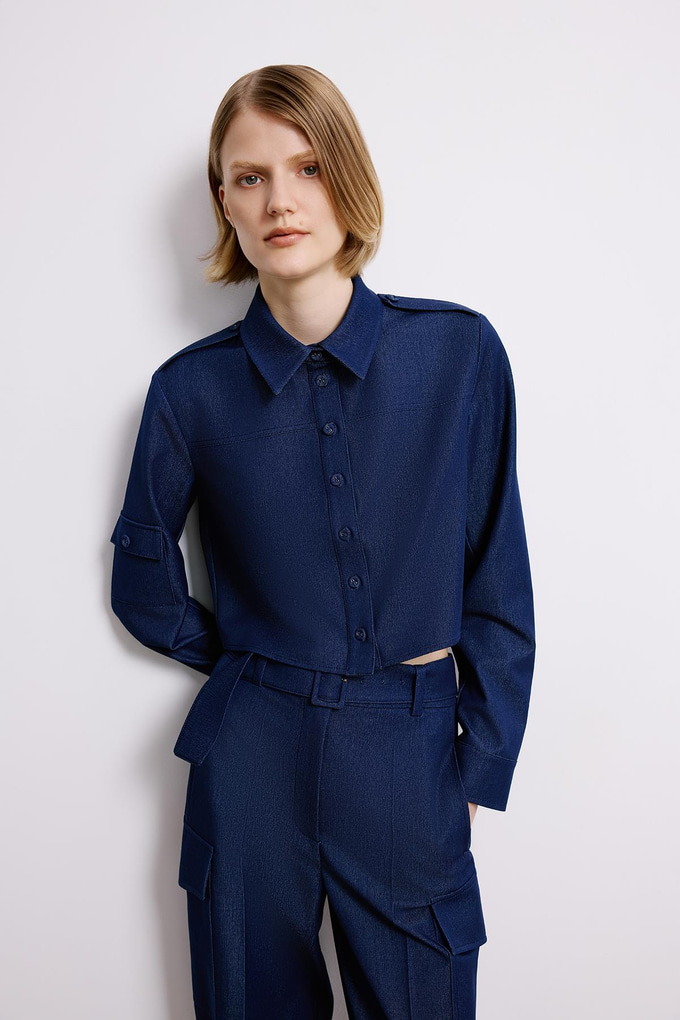 Navy Denim Long Sleeve Shirt