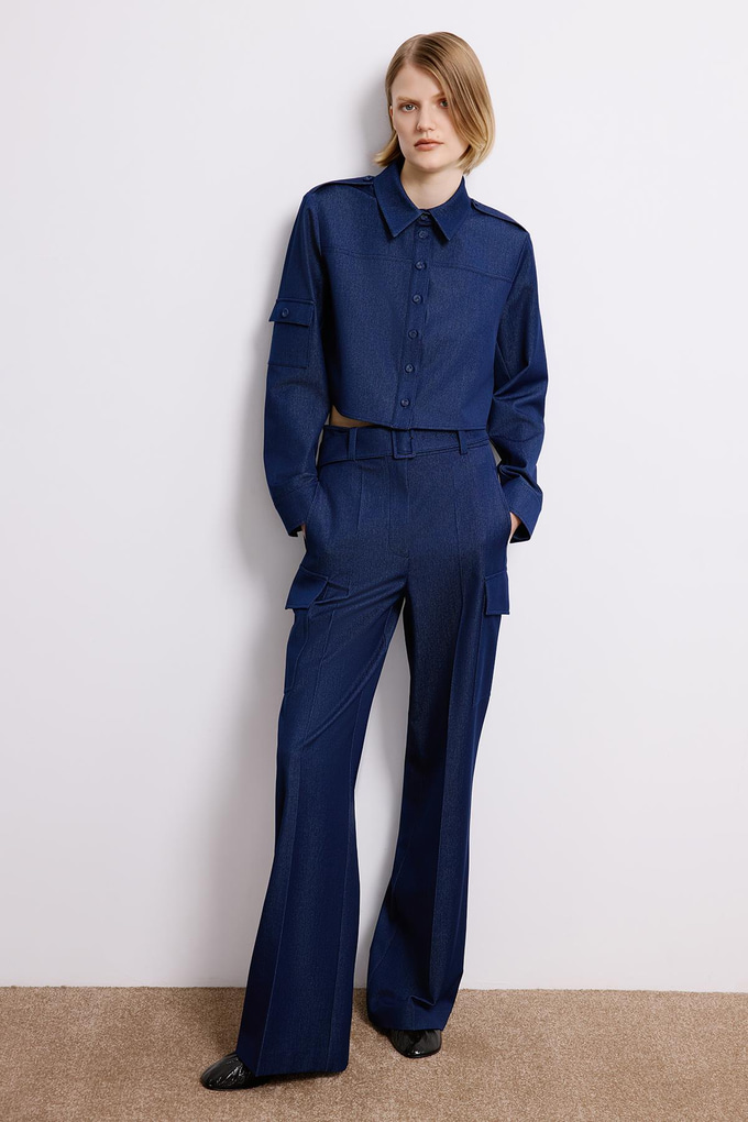 Navy Denim Long Sleeve Shirt