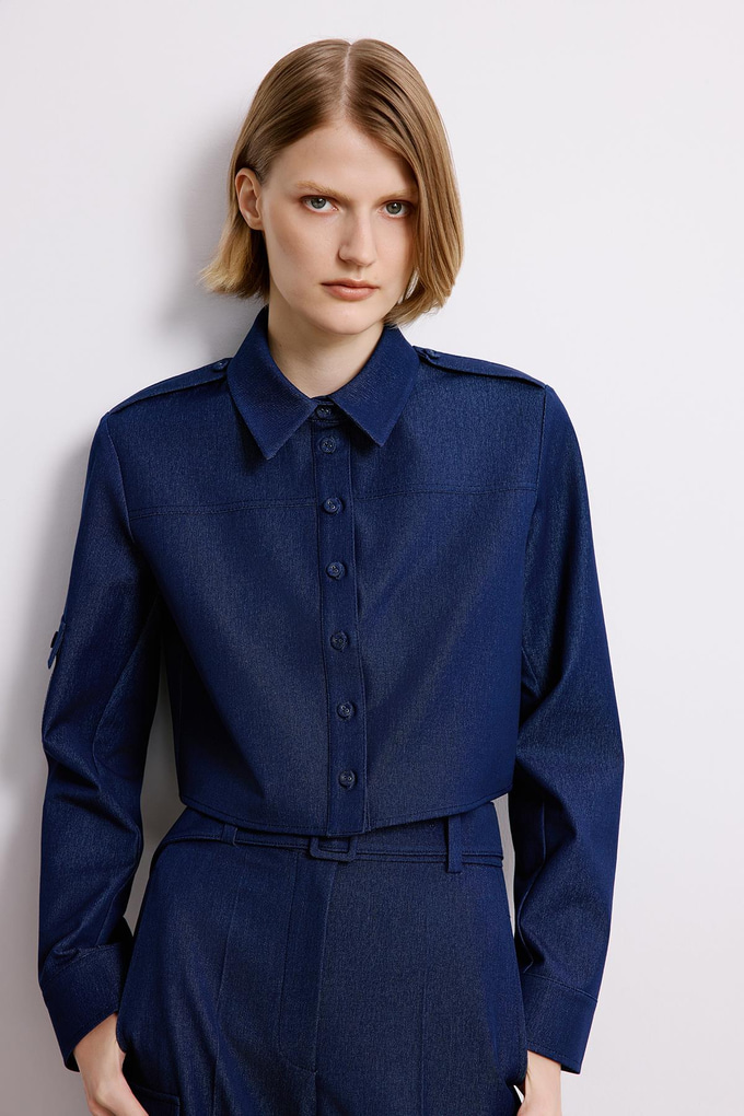 Navy Denim Long Sleeve Shirt