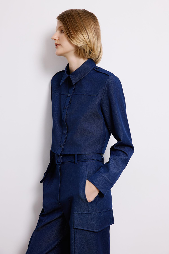 Navy Denim Long Sleeve Shirt