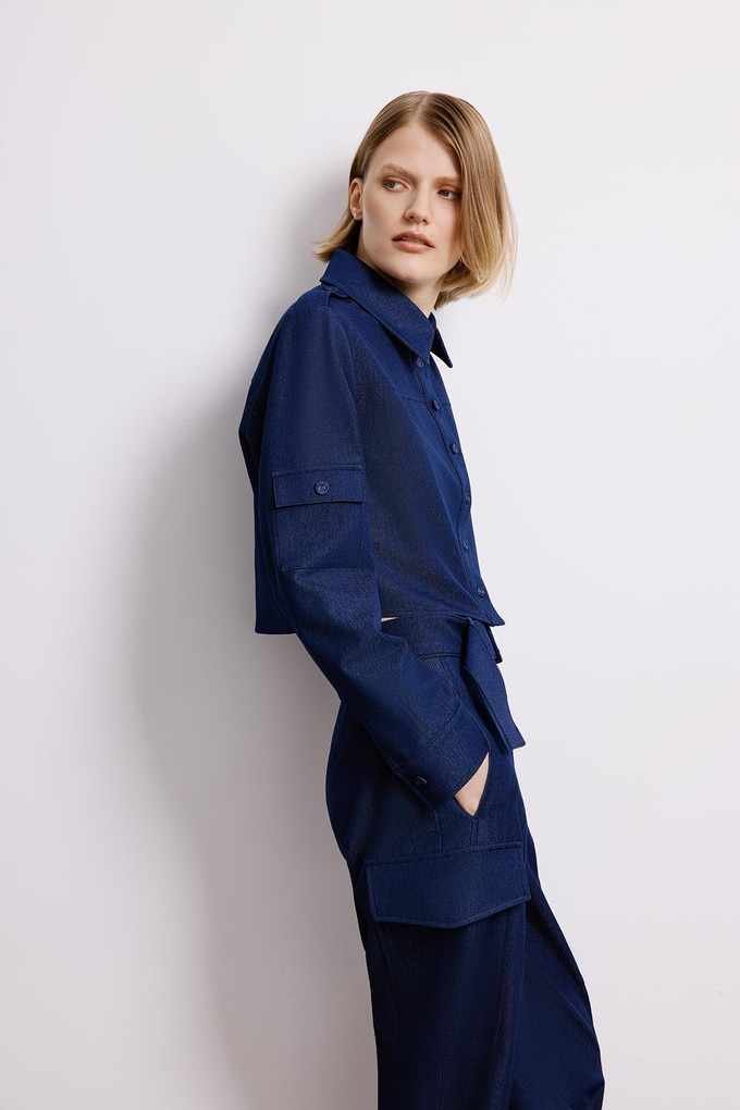 Navy Denim Long Sleeve Shirt