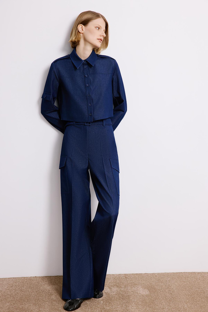 Navy Denim Long Sleeve Shirt