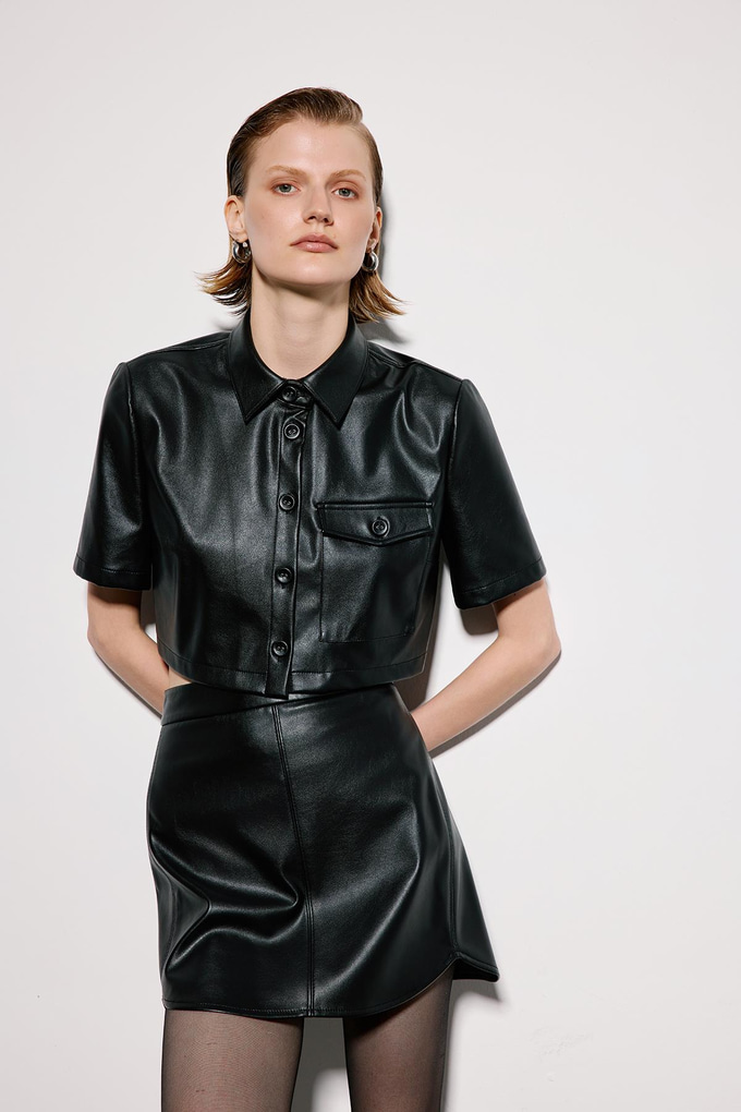 Black Mini Skirt With Stitch Detail
