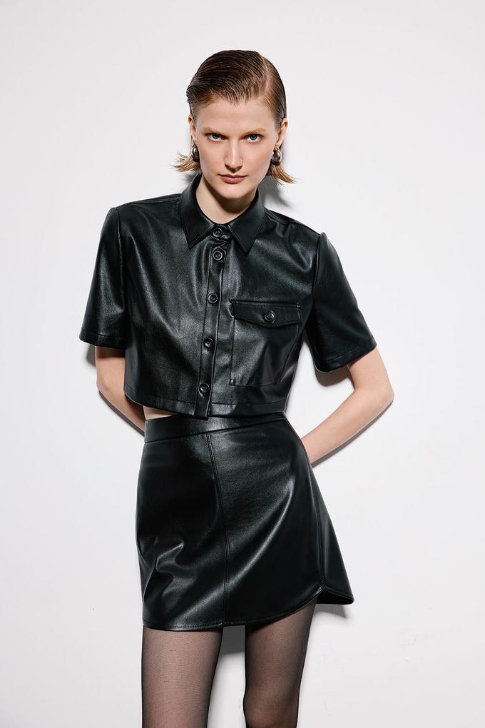 Black Mini Skirt With Stitch Detail
