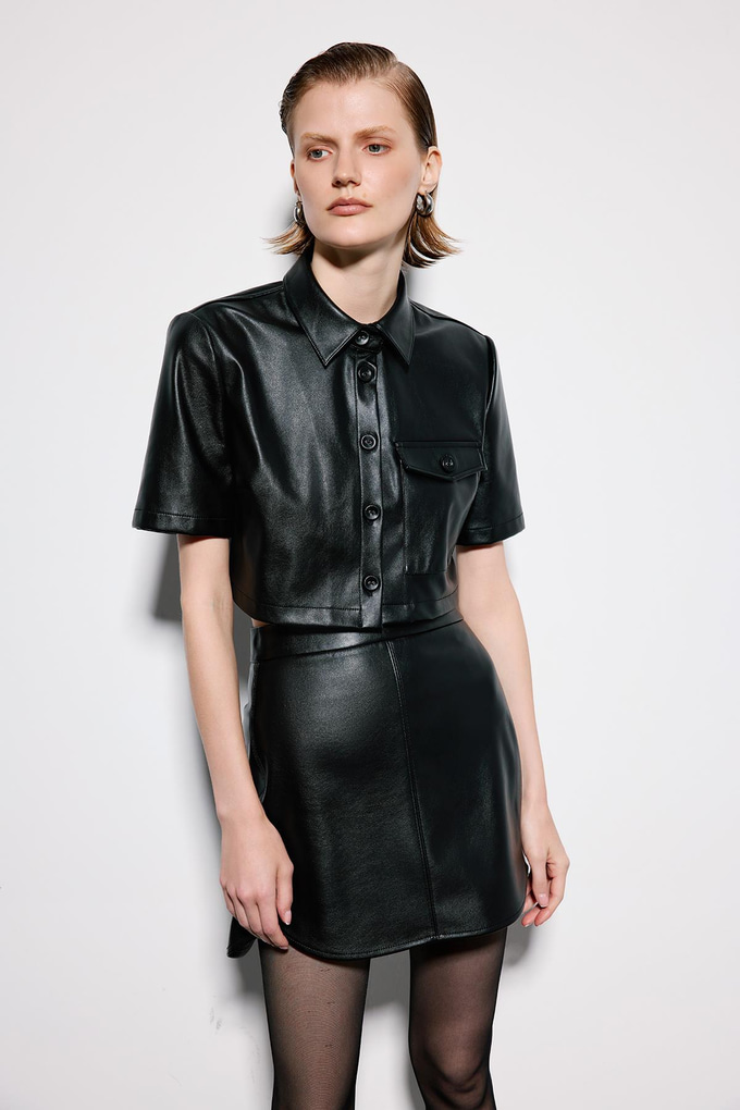 Black Mini Skirt With Stitch Detail