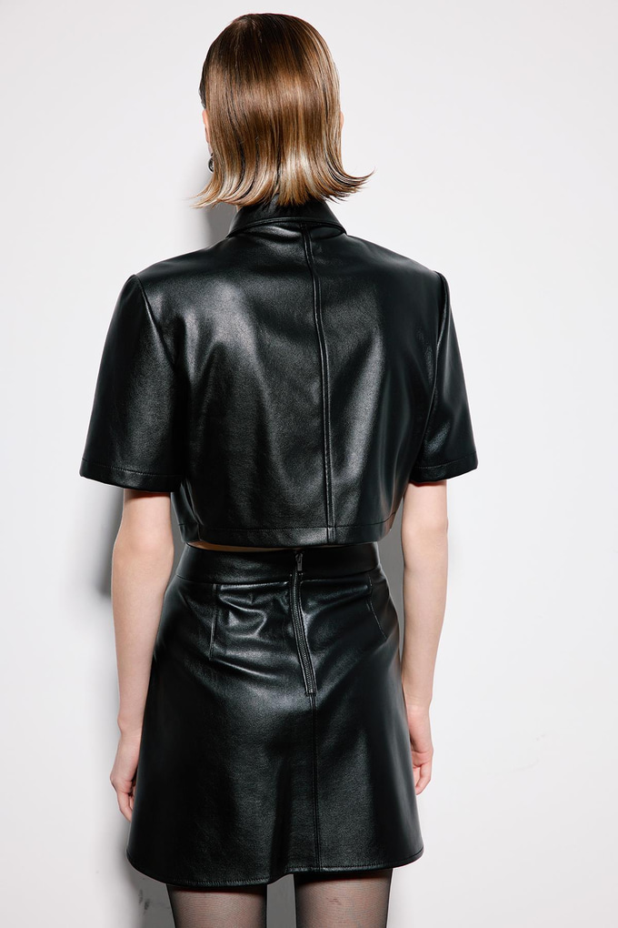 Black Mini Skirt With Stitch Detail