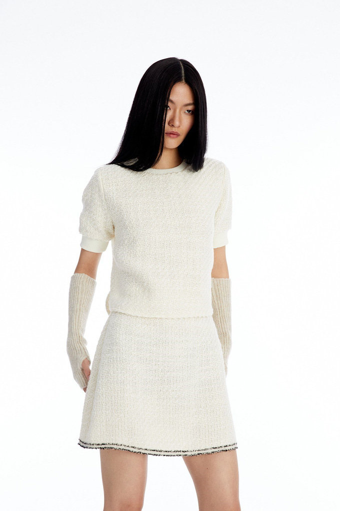 Dokulu Crop Ekru T-Shirt