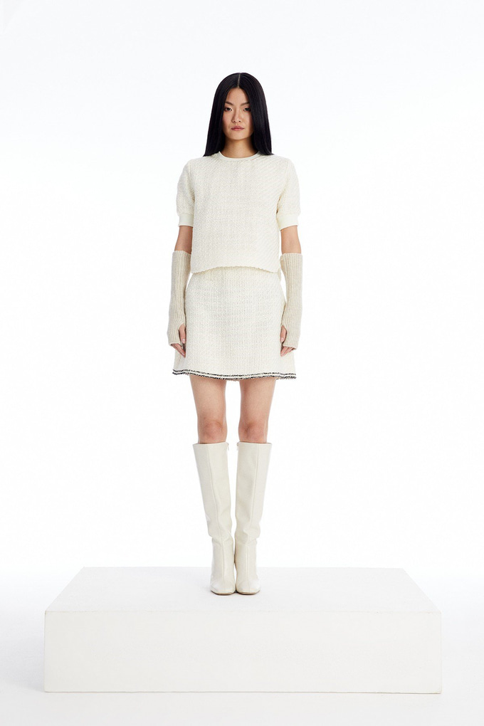 Dokulu Crop Ekru T-Shirt