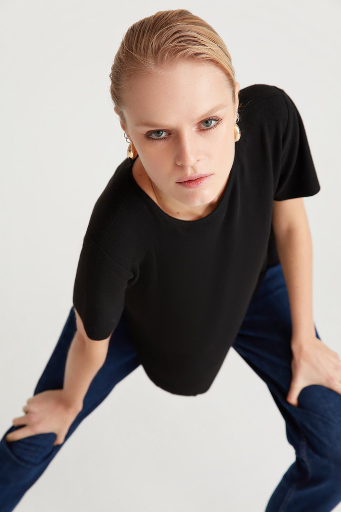 Dökümlü Basic T-Shirt