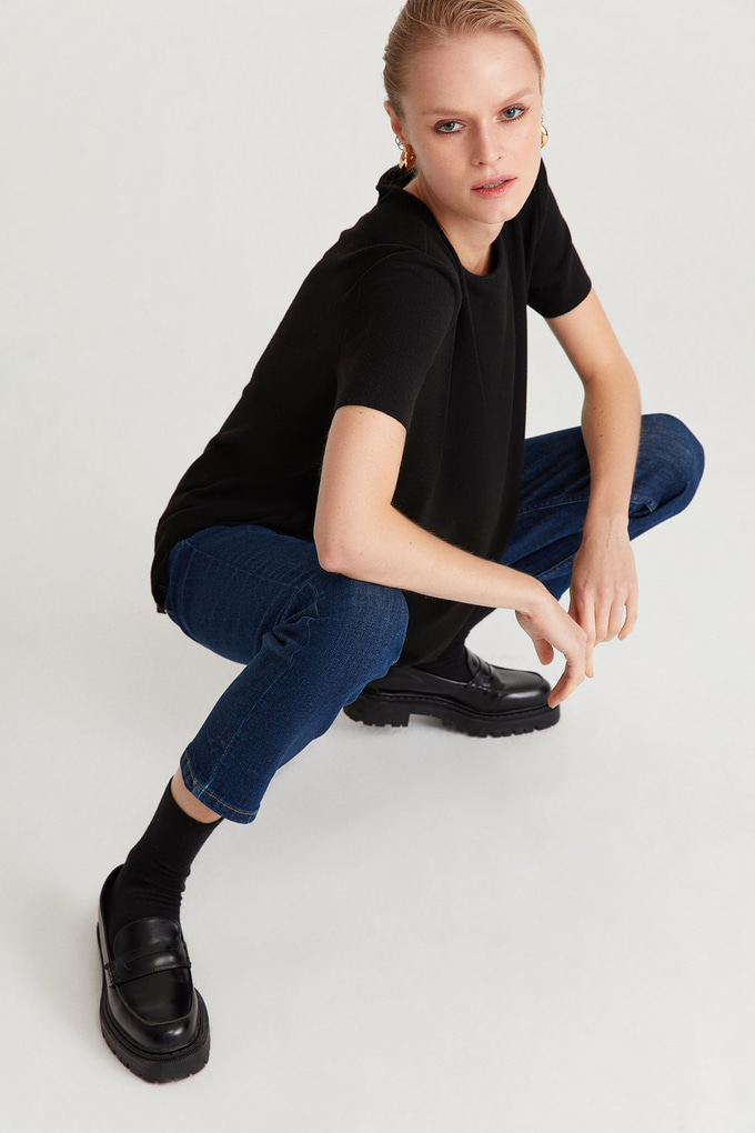 Dökümlü Basic T-Shirt