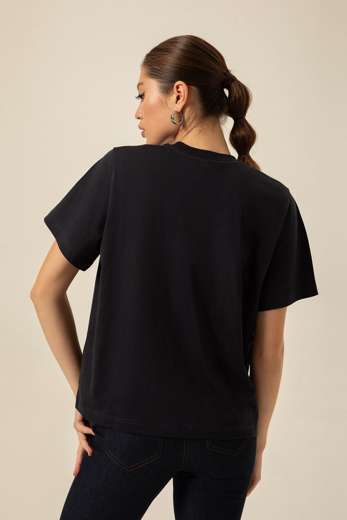Dökümlü Lacivert Basic T-shirt