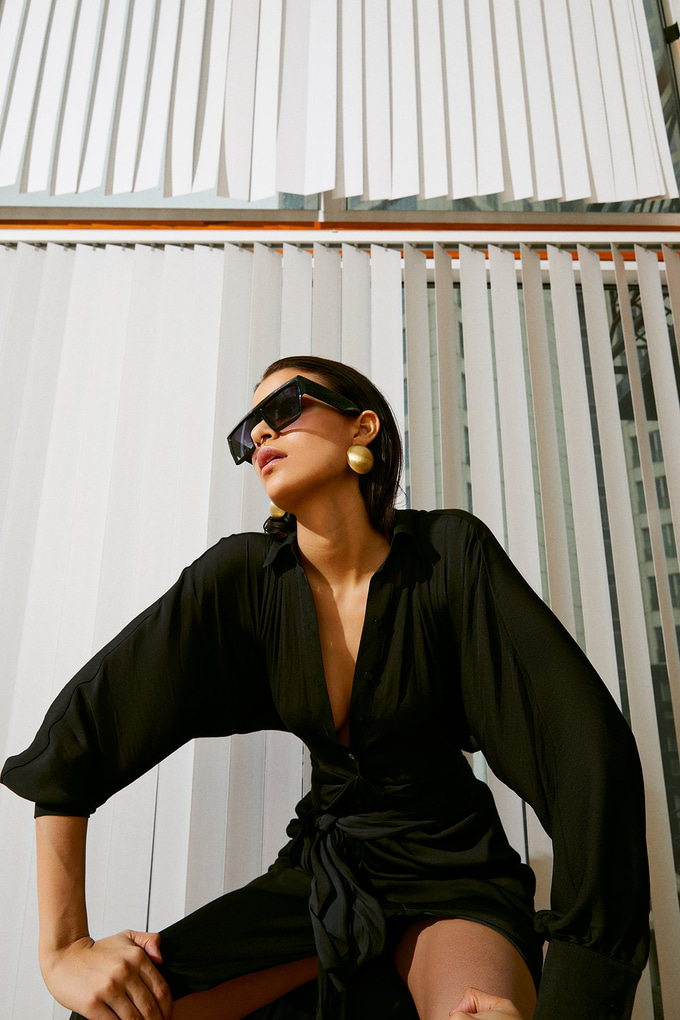 Draped Shirt Dress