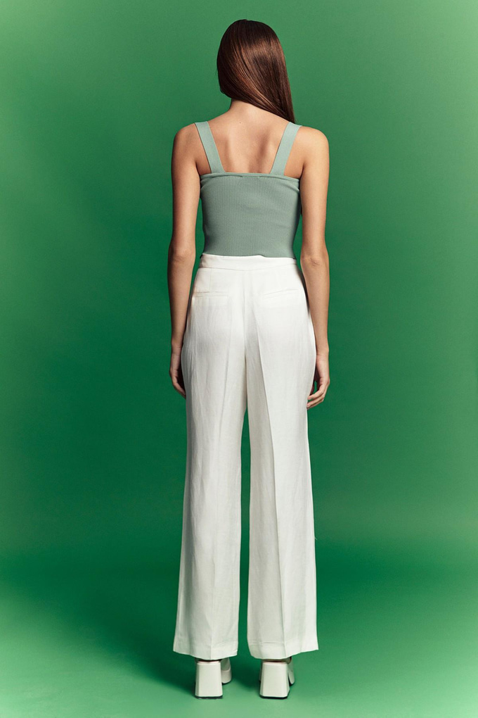 Düğmeli Mint Triko Top