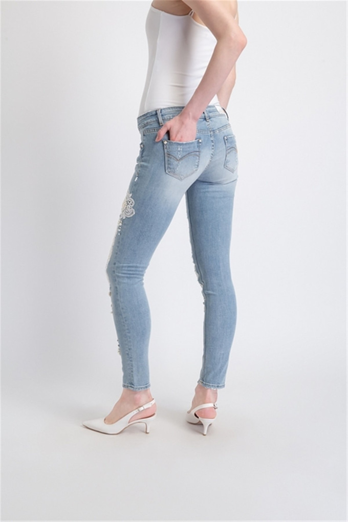 Fracomına Fr19Spjbeyonce5 Yırtık Ve İşleme Detaylı Super Slım Pantolon Bleached