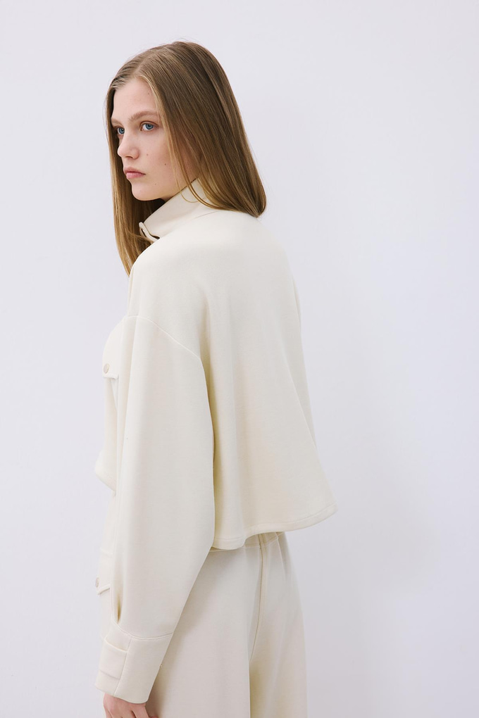 Ecru Wool-Blend Jacket with Gold Details