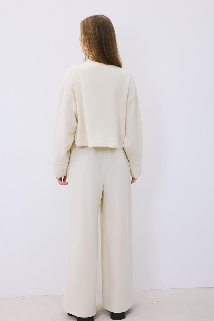 Ecru Wool-Blend Jacket with Gold Details