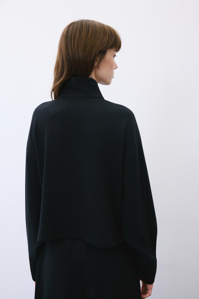 Black Wool-Blend Jacket with Gold Details