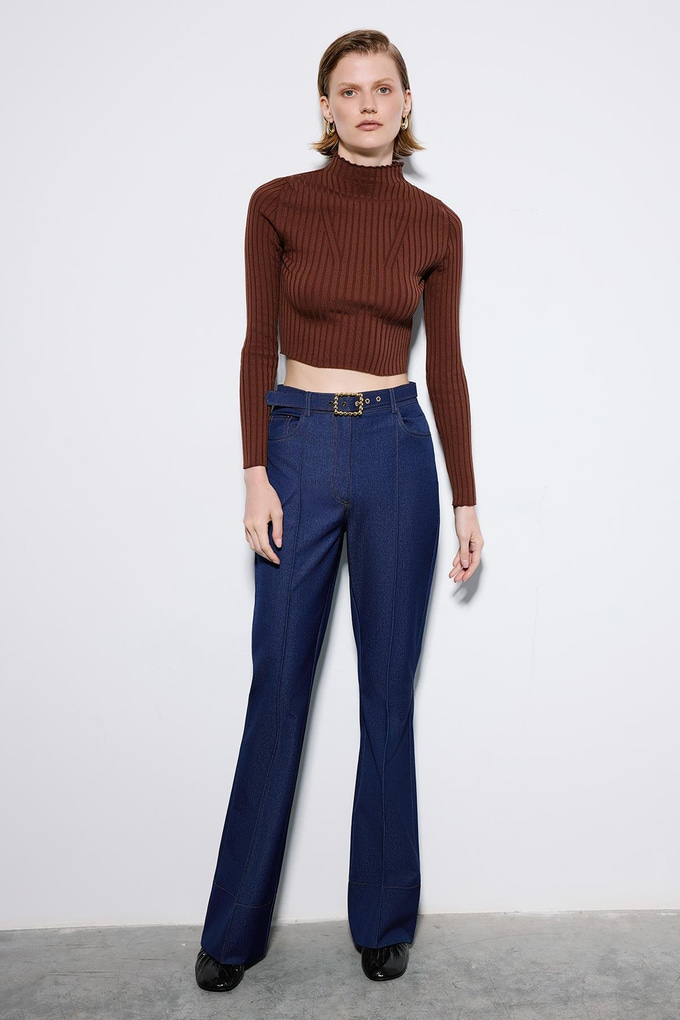Navy Trousers With Gold Belt