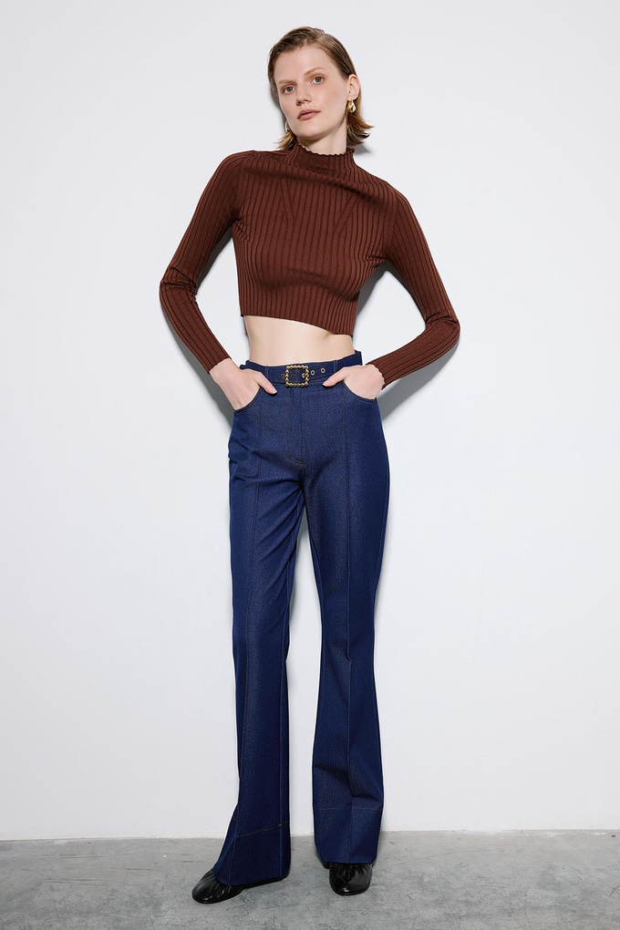 Navy Trousers With Gold Belt