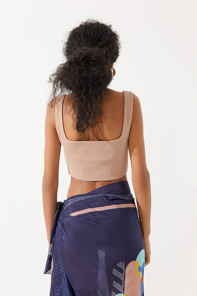 Kare Yaka Askılı Crop Top