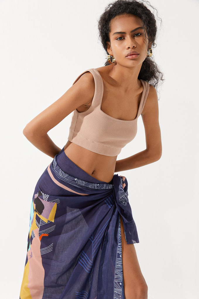 Kare Yaka Askılı Crop Top