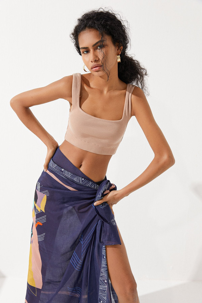 Kare Yaka Askılı Crop Top
