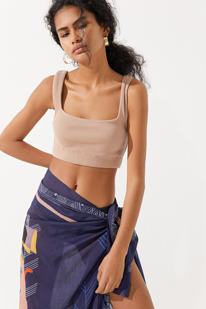 Kare Yaka Askılı Crop Top