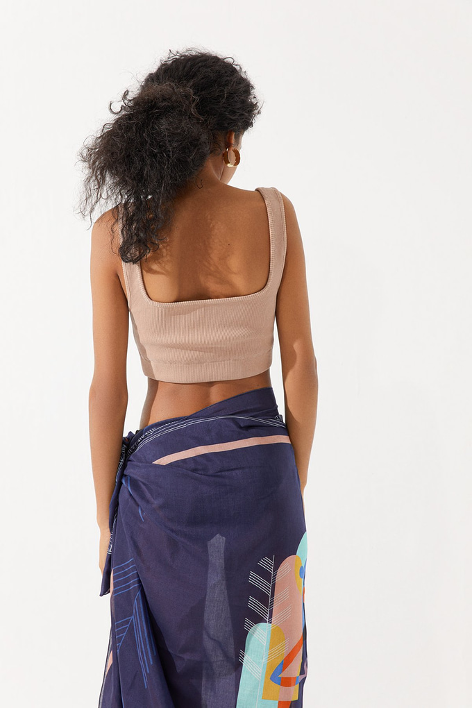 Kare Yaka Askılı Crop Top