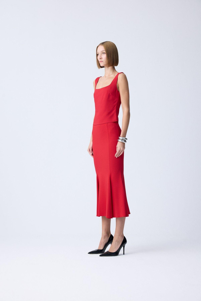 Basic Crepe Texture Red Bodysuit