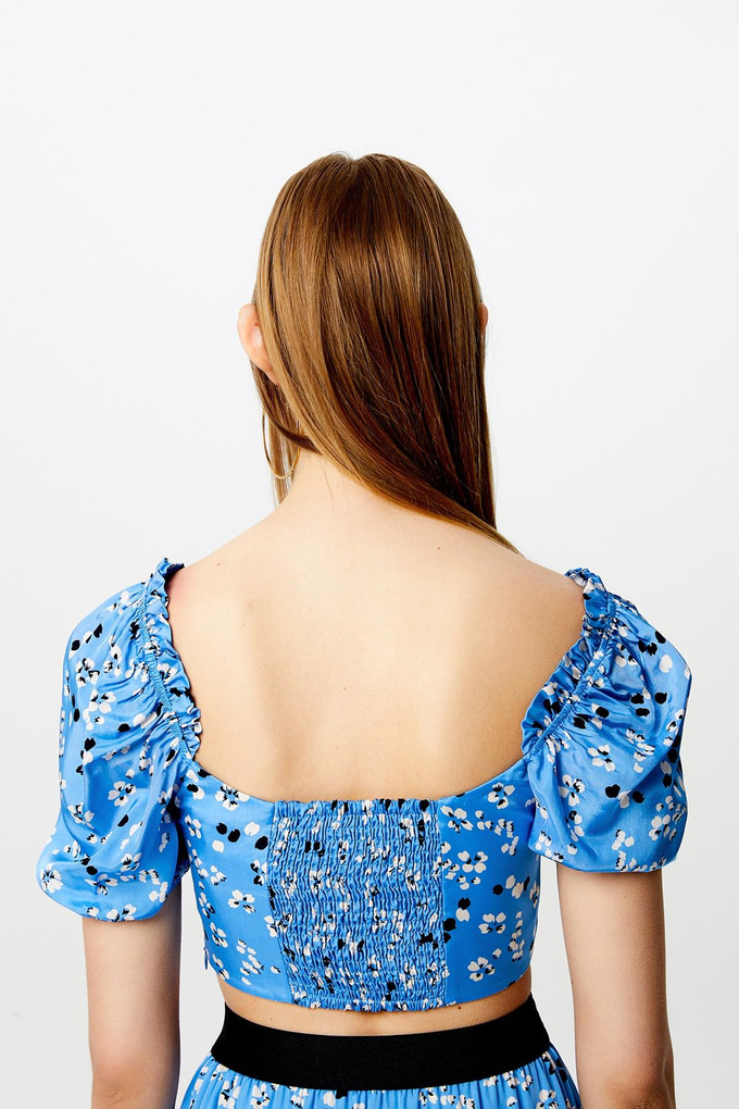 Karpuz Kol Mavi Crop Bluz