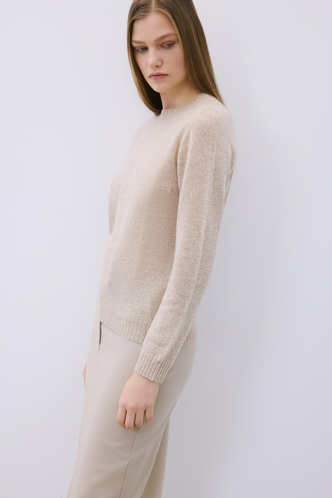 Beige Cashmere Basic Knit Blouse