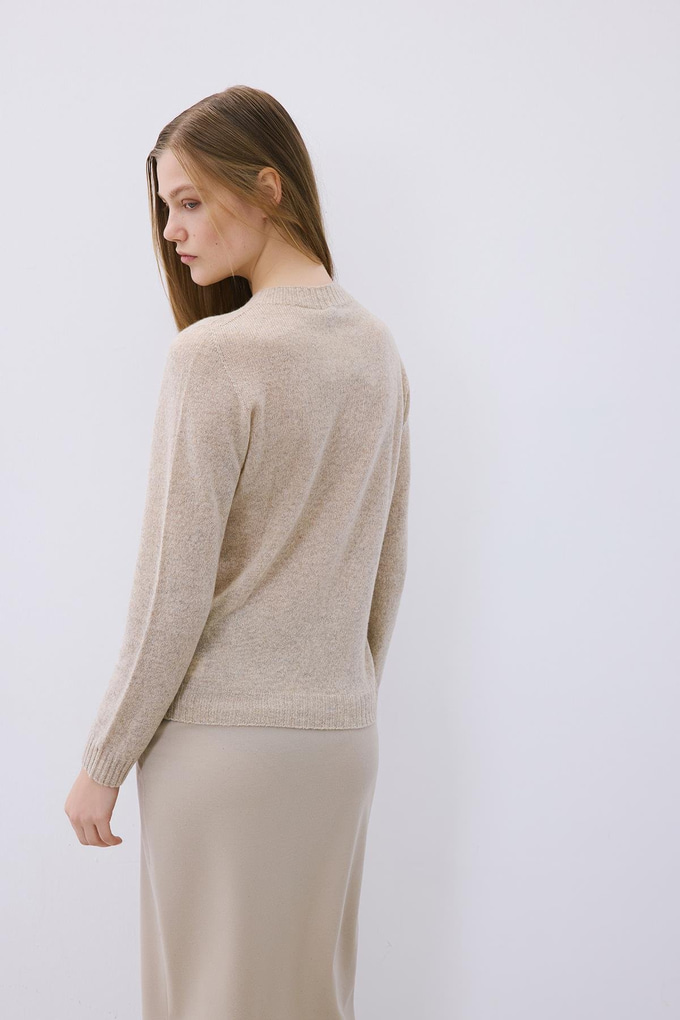 Beige Cashmere Basic Knit Blouse