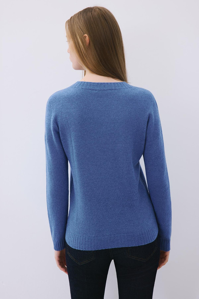 Blue Cashmere Basic Knit Blouse